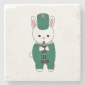 Clarinet Rabbit Marching Band Green Gold Steinuntersetzer (Vorderseite)