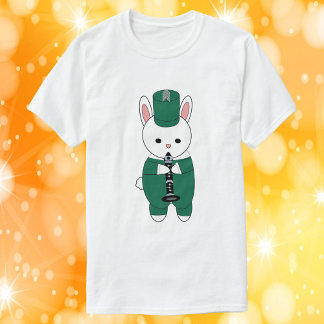 Clarinet Rabbit Marching Band Grün Weiß T-Shirt