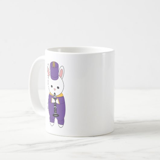 Clarinet Rabbit Marching Band Lila gelb Kaffeetasse (Vorderseite Links)