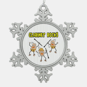 Clarinet Rocks Schneeflocken Zinn-Ornament