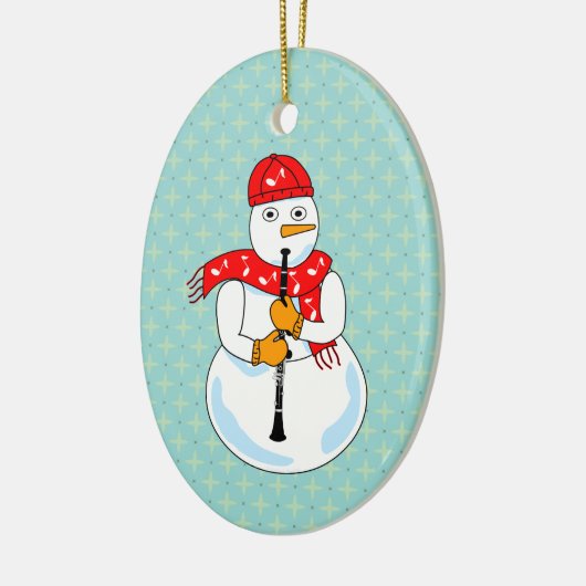 Clarinet Snowman Keramik Ornament (Links)