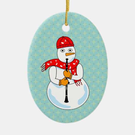 Clarinet Snowman Keramik Ornament (Vorne)