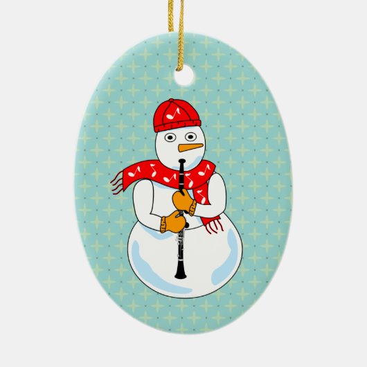 Clarinet Snowman Keramik Ornament (Hinten)