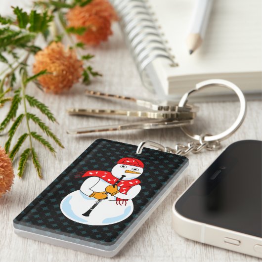 Clarinet Snowman Schlüsselanhänger (Vorderseite rechts)