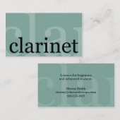 Clarinet Teacher Player Music Studio Musician Visitenkarte (Vorne/Hinten)