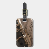 Clarinet und Musik-Blätter Gepäckanhänger (Vorderseite vertikal)