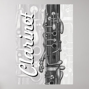 Clarinet Upper Joint in Charcoal Poster