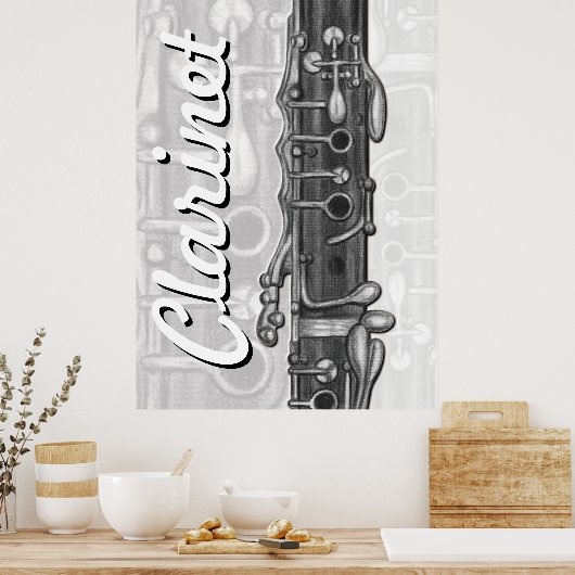 Clarinet Upper Joint in Charcoal Poster (Küche)