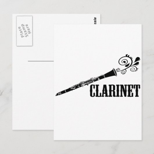 Clarinet Vector Swirl Design Postkarte (Vorne/Hinten)