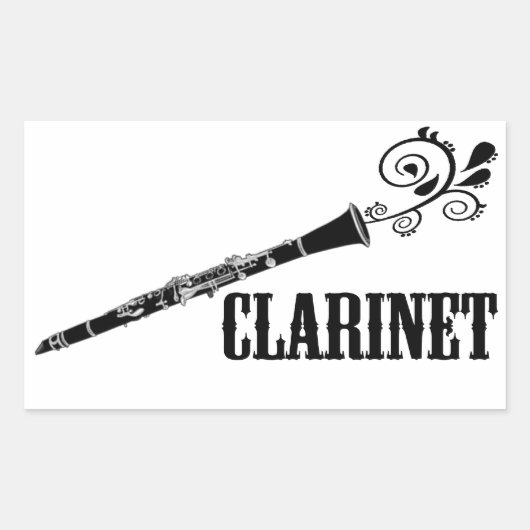 Clarinet Vector Swirl Design Rechteckiger Aufkleber (Vorderseite)