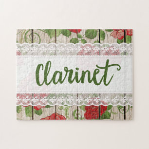 Clarinet Wood Lace Rustikale Rose Musik Puzzle