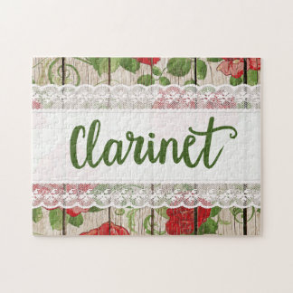 Clarinet Wood Lace Rustikale Rose Musik Puzzle