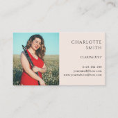 Clarinetis 2 Foto Blush Pink Modern Visitenkarte (Vorderseite)