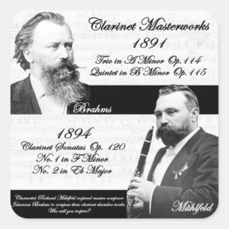 Clarinetist Mühlfeld inspirierte Brahms Quadratischer Aufkleber