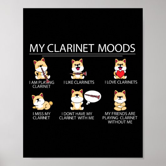 Clarinetist Shiba Inu Dog Musician Geschenk Klarin Poster (Vorne)