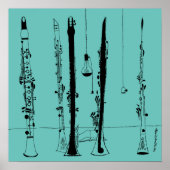 Clarinets Jazz Vintag Illustration Poster (Vorne)