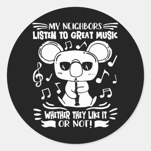 Clarinets Player Clarinetist Runder Aufkleber (Vorderseite)