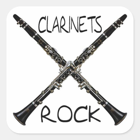 Clarinets Rock Quadratischer Aufkleber (Vorderseite)