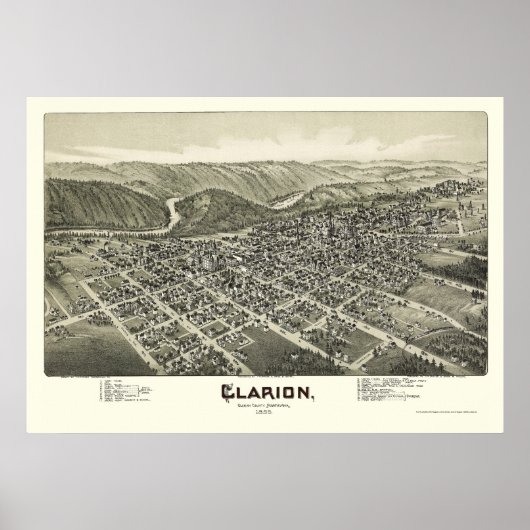 Clarion, PA Panoramic Map - 1896 Poster (Vorne)