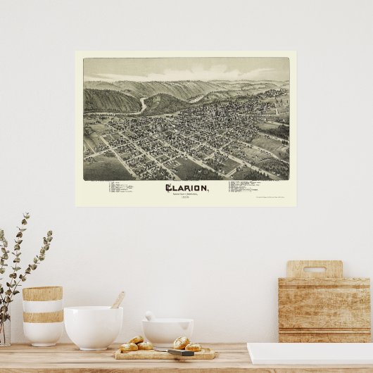 Clarion, PA Panoramic Map - 1896 Poster (Küche)
