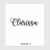 Clarissa Name - Handgeschriebene Kalligrafie Aufkleber (Blatt)