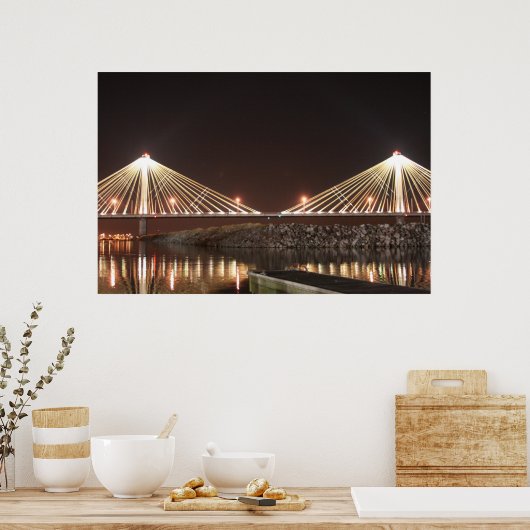 Clark Bridge bei Nacht Poster (Küche)