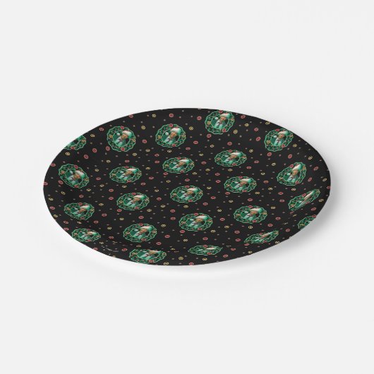 Clark Griswold Christmas Wreath Pattern Pappteller (Schrägansicht)