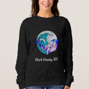 Clark Landkreis Wa Japanisch Paint Geometric Orca  Sweatshirt