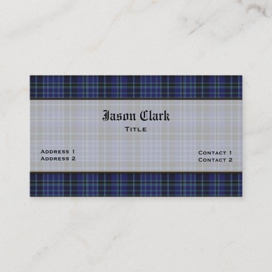 Clark Tartan Karierte benutzerdefinierte Visitenka Visitenkarte (Vorderseite)