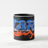 Clark Vorname Name Graffiti blue orange Tasse (Zentrum)