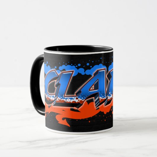 Clark Vorname Name Graffiti blue orange Tasse (Vorderseite Links)