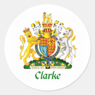 Clarke"Clarke-Wappen" "Clarke-Familienwappen" Runder Aufkleber