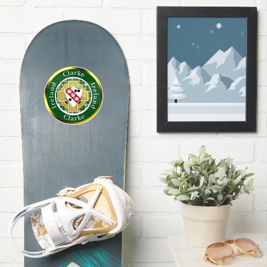 Clarke Irish Shield & Celtic Cross Personalisiert Aufkleber (Snowboard)