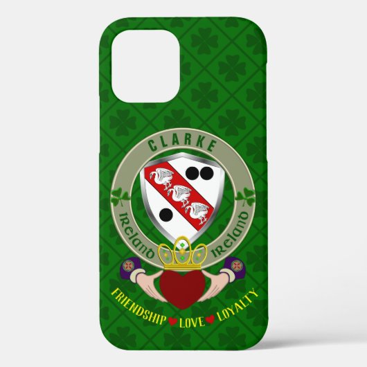 Clarke Irish Shield & Claddagh Personalisiert Case-Mate iPhone Hülle (Rückseite)