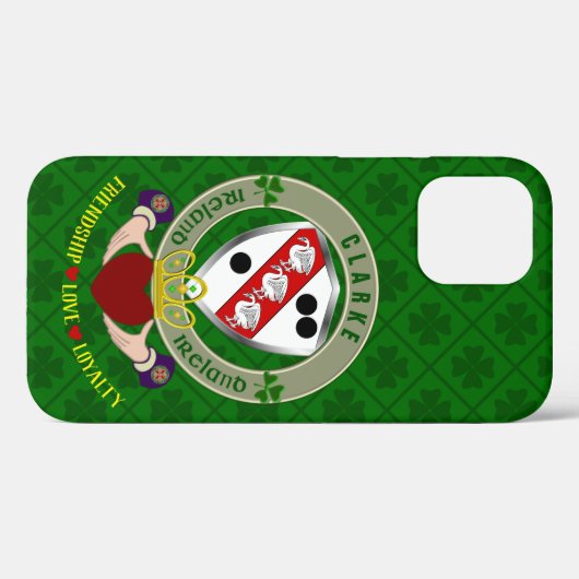 Clarke Irish Shield & Claddagh Personalisiert Case-Mate iPhone Hülle (Rückseite (Horizontal))