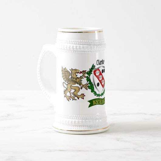 Clarke Irish Shield Personalisiert Bierglas (Vorderseite Links)