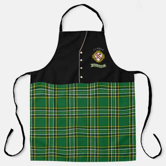 Clarke Irish Shield & Tartan Personalisiert Kilt Schürze (Vorderseite)