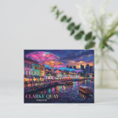Clarke Quay Singapur Postkarte (Stehend Vorderseite)