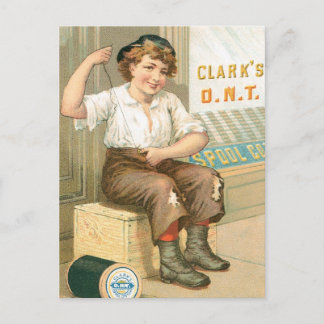 Clarks Boy Sewing Pants Postkarte