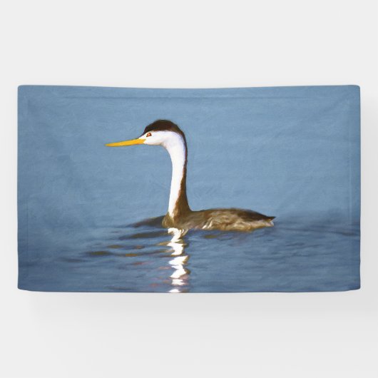 Clark's Grebe Painting - Original Bird Art Banner (Horizontal)