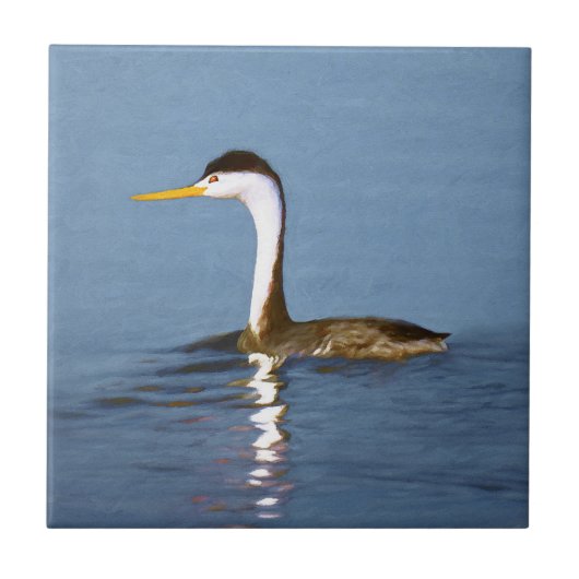 Clark's Grebe Painting - Original Bird Art Fliese (Vorderseite)