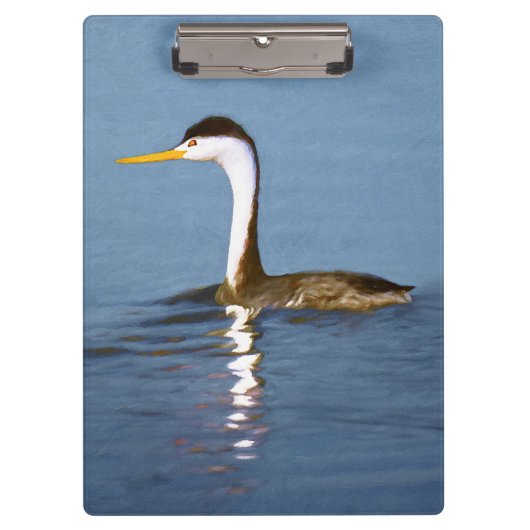 Clark's Grebe Painting - Original Bird Art Klemmbrett (Vorderseite)