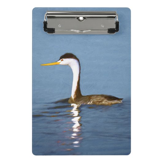 Clark's Grebe Painting - Original Bird Art Mini Klemmbrett (Vorderseite)