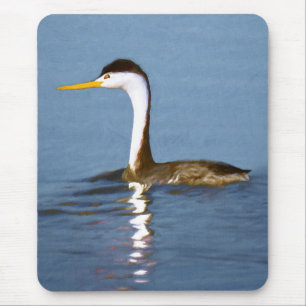 Clark's Grebe Painting - Original Bird Art Mousepad