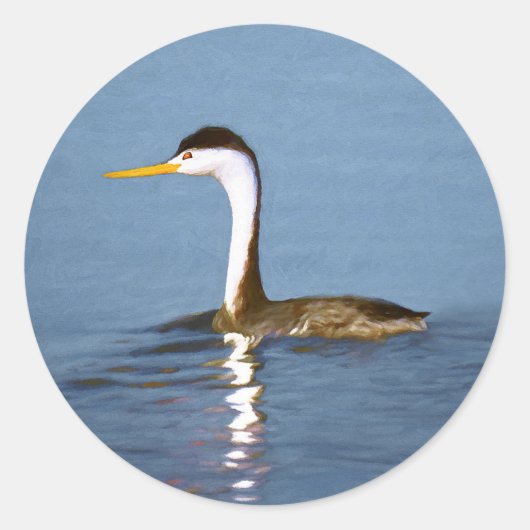 Clark's Grebe Painting - Original Bird Art Runder Aufkleber (Vorderseite)