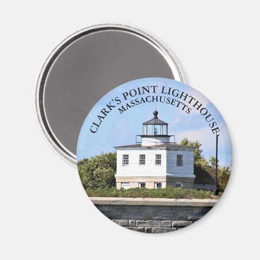 Clarks Point Lighthouse Massachusetts Round Magnet (Vorderseite/Rückseite)