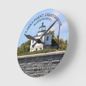 Clarks Point Lighthouse Massachusetts Wall Clock Runde Wanduhr (Winkel)
