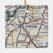 Clarksdale Mississippi Vintage Karte Keramikornament (Vorderseite)