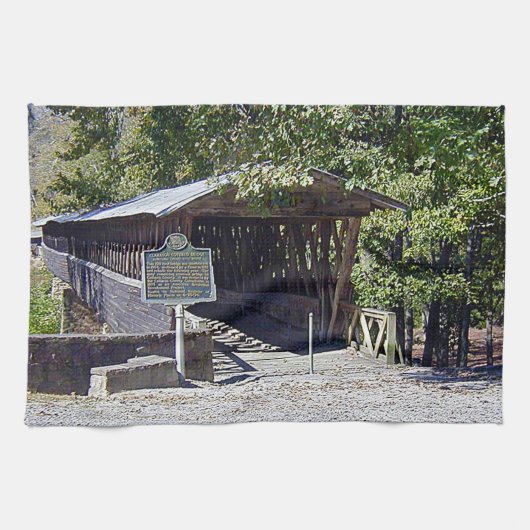 Clarkson Covered Brücke Alabama Geschirrtuch (Horizontal)