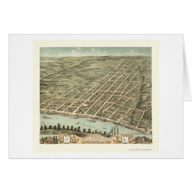 Clarksville, panoramische Karte TN - 1870 (Vorderseite (Horizontal))
